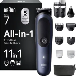 Braun MGK7540 Tondeuse homme rechargeable étanche, autonomie 120 min, kit 11-en-1 pour barbe, cheveux et corps, noir