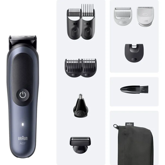 Braun MGK7540 Tondeuse homme rechargeable étanche, autonomie 120 min, kit 11-en-1 pour barbe, cheveux et corps, noir