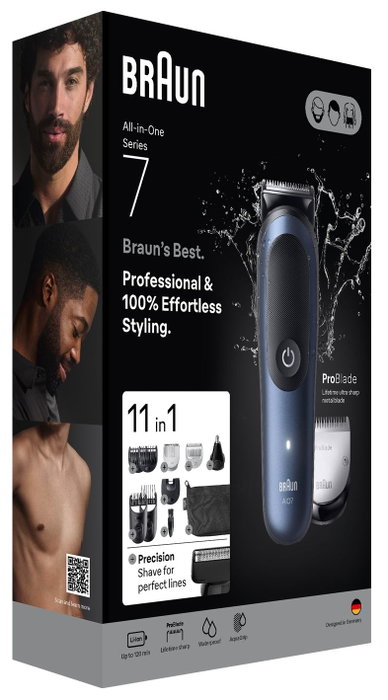 Braun MGK7540 Series 7 Kit 11-en-1, Noir et Bleu Braun MGK7540 Series 7 Kit 11-en-1, Noir et Bleu