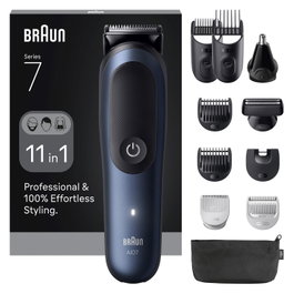 Braun MGK7540 Series 7 Tondeuse tout-en-un 11-en-1, Noir et Bleu