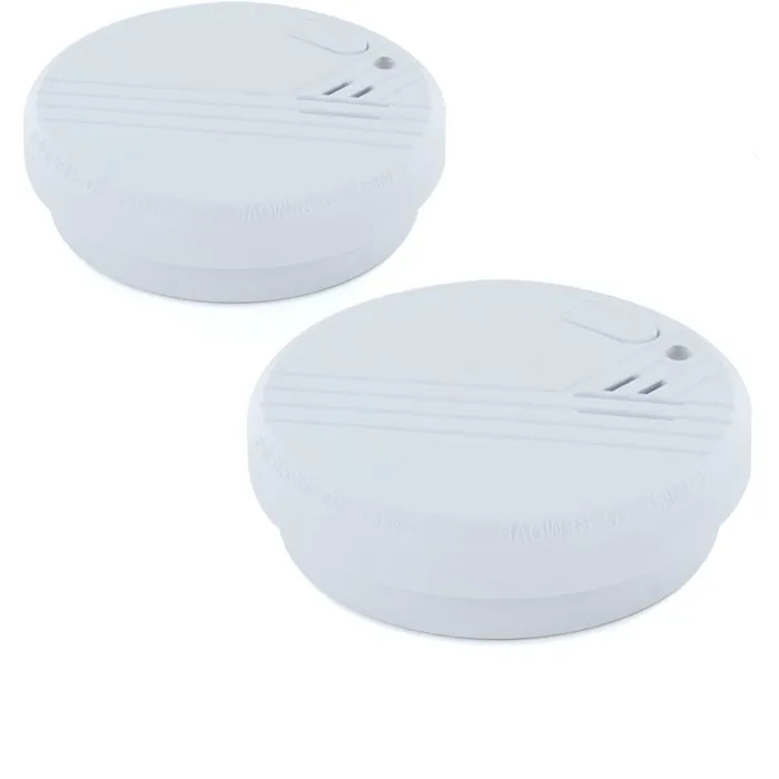 Chacon 34273 - Lot de 2 détecteurs de fumée optiques avec pile alcaline 9V, 85 dB, autonomie 5 ans, indicateur pile faible, installation facile