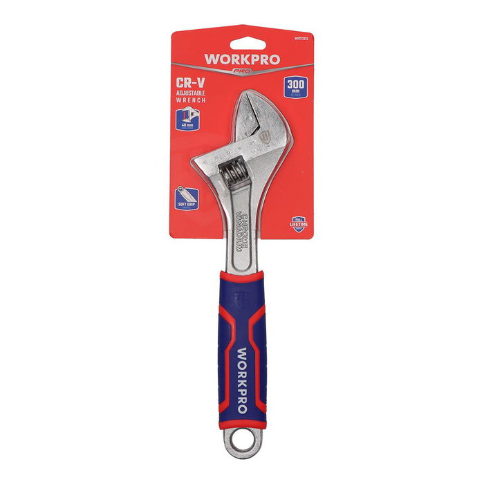 Workpro Clé ajustable 300 mm, acier chrome vanadium, résistant à la rouille, double graduation métrique/pouce, ouverture max 40 mm