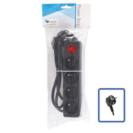 LOGON PROFESSIONAL Multiprise 4 Prises avec Interrupteur 16A 3500W Noir - Câble 1.5m - Certifiée CE/NF - Modèle LPS050
