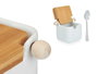 Vessia Sucrier en céramique blanc avec couvercle en bambou 10,8x7,5x8 cm 190 ml - Ne passe pas au lave-vaisselle (Set de 6)