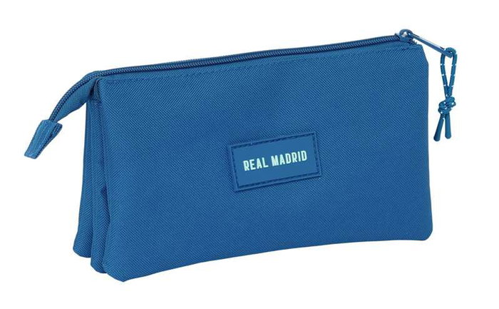 Safta Tri-porte-choses triple Real Madrid pour fille, bleu, 22x12x3 cm - Pochette accessoires football