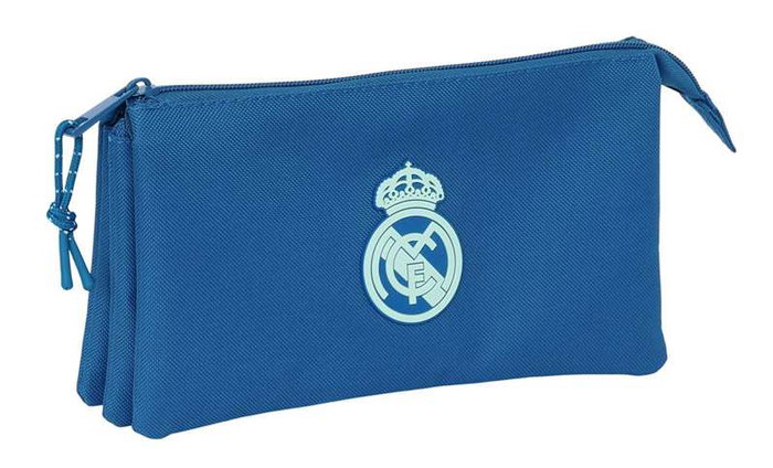 Safta Tri-porte-choses triple Real Madrid pour fille, bleu, 22x12x3 cm - Pochette accessoires football