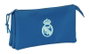 Safta Tri-porte-choses triple Real Madrid pour fille, bleu, 22x12x3 cm - Pochette accessoires football