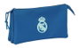 Safta Tri-porte-choses triple Real Madrid pour fille, bleu, 22x12x3 cm - Pochette accessoires football