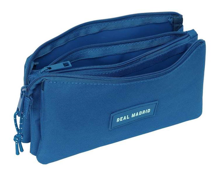 Safta Tri-porte-choses triple Real Madrid pour fille, bleu, 22x12x3 cm - Pochette accessoires football
