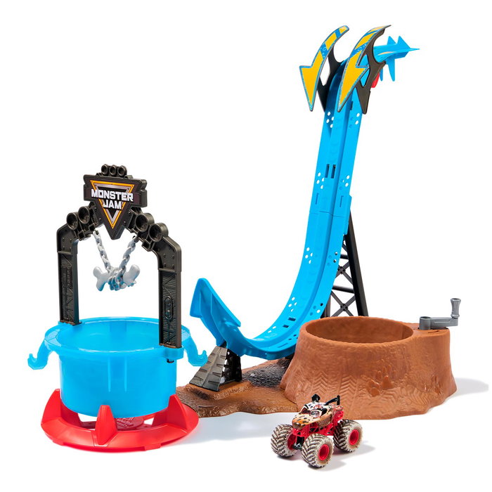Spin Master Monster Jam Mud Blasters - Jouet de changement de couleur Monster Mutt Dalmatian - Camion 1:64 avec circuit de boue et d'eau - Dès 3 ans