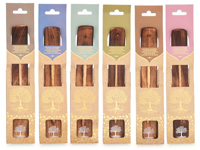 Acorde Lot de 6 Supports à Encens Bois 31x6x0.5 cm - Assortiment de Couleurs (Set de 48)
