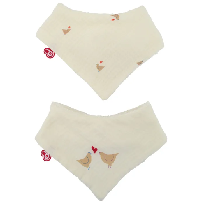 DOMIVA Maternity Love - Lot de 2 bavoirs bandanas en coton doux et absorbant pour bébé de 0 à 6 mois avec boutons-pression ajustables DOMIVA Maternity Love - Lot de 2 bavoirs bandanas en coton doux et absorbant pour bébé de 0 à 6 mois avec boutons-pression ajustables