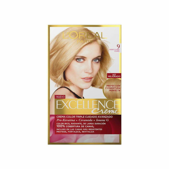 L'Oréal Excellence N° 9 - Colorant Capillaire Crème - Nuance Blond Clair L'Oréal Excellence N° 9 - Colorant Capillaire Crème - Nuance Blond Clair