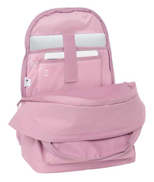 Safta Munich Basics Sac à dos double pour ordinateur portable 15,6" USB 31x44x18 cm rose
