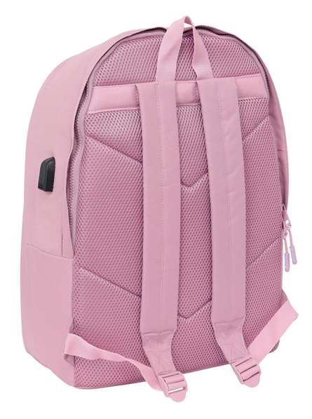 Safta Munich Basics Sac à dos double pour ordinateur portable 15,6" USB 31x44x18 cm rose