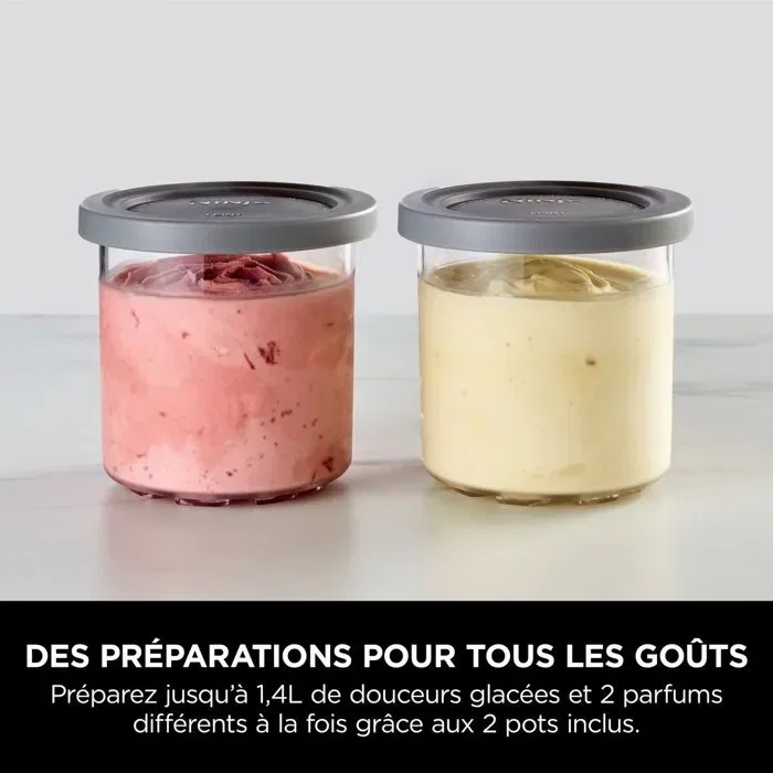 Ninja CREAMi NC302EU Machine à glace et sorbetière - 7 programmes - 2 pots 450 ml inclus - Glaces, sorbets et milkshakes maison