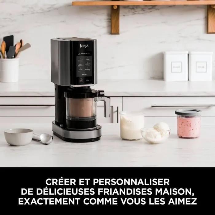 Ninja CREAMi NC302EU Machine à glace et sorbetière - 7 programmes - 2 pots 450 ml inclus - Glaces, sorbets et milkshakes maison