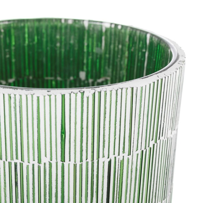 BigBuy Home Bougeoir Vert Verre Ciment 10 x 10 x 13 cm