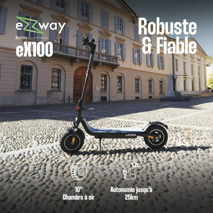 Trottinette électrique Ezway EX100 450 W Roues 10 pouces Autonomie 25 km pour mobilité urbaine