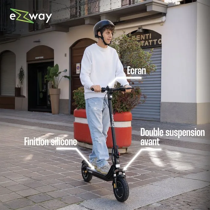 Trottinette électrique Ezway EX100 450 W Roues 10 pouces Autonomie 25 km pour mobilité urbaine