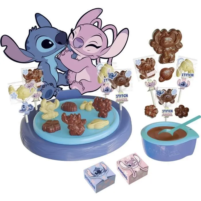 Lansay Mini Délices Atelier de Confection Chocolat Stitch & Angel pour Enfants Dès 6 Ans, Moules, Pinceau et Emballages Inclus