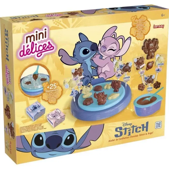 Lansay Mini Délices Atelier de Confection Chocolat Stitch & Angel pour Enfants Dès 6 Ans, Moules, Pinceau et Emballages Inclus