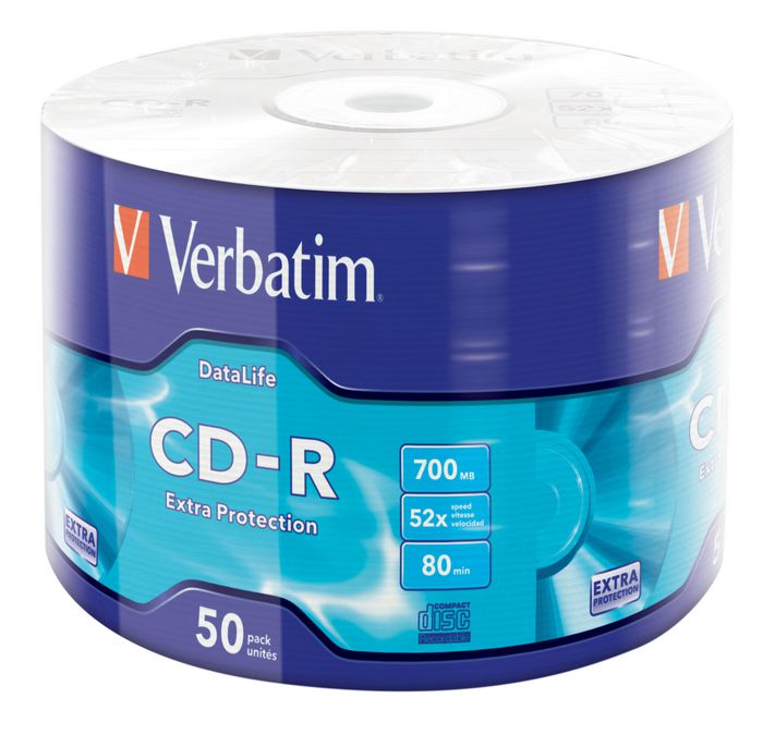 Verbatim CD-R Extra Protection, 52x, 700MB / 80min, Disque vierge pour données, photos, musique et vidéo