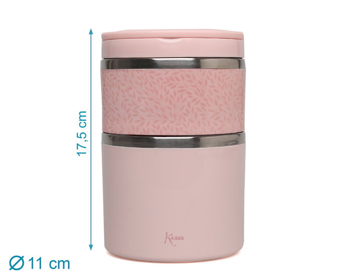 KioKids - Thermos double pour aliments en acier inoxidable 304 - 2 contenants (300 ml + 630 ml) - Capacité totale 930 ml - Rosa - Pour bébés et enfants