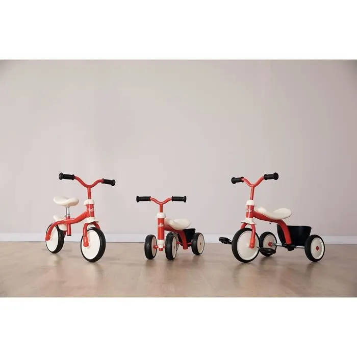 Smoby Rookie Tricycle Enfant - Cadre et guidon métal - Robuste et confortable - 58 x 41 x 50.5 cm - Rouge - 3 roues - À partir de 2 ans