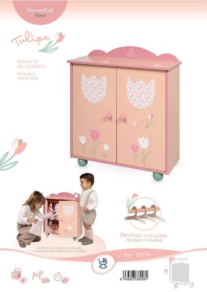 Decuevas - Armoire en bois pour enfant - Age minimum 3 ans - Assemblage nécessaire - Matériaux: métal, plastique, polyester