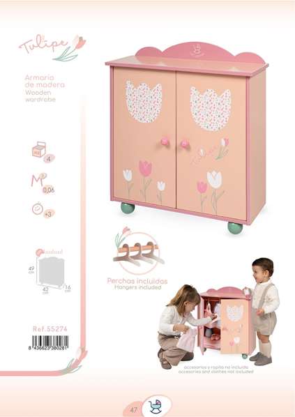 Decuevas - Armoire en bois pour enfant - Age minimum 3 ans - Assemblage nécessaire - Matériaux: métal, plastique, polyester