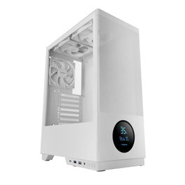 Tacens 2SAGITTA20W Boîtier PC Semitorre ATX Blanc, USB-C, Panneau LED Température, 3 Ventilateurs 120mm