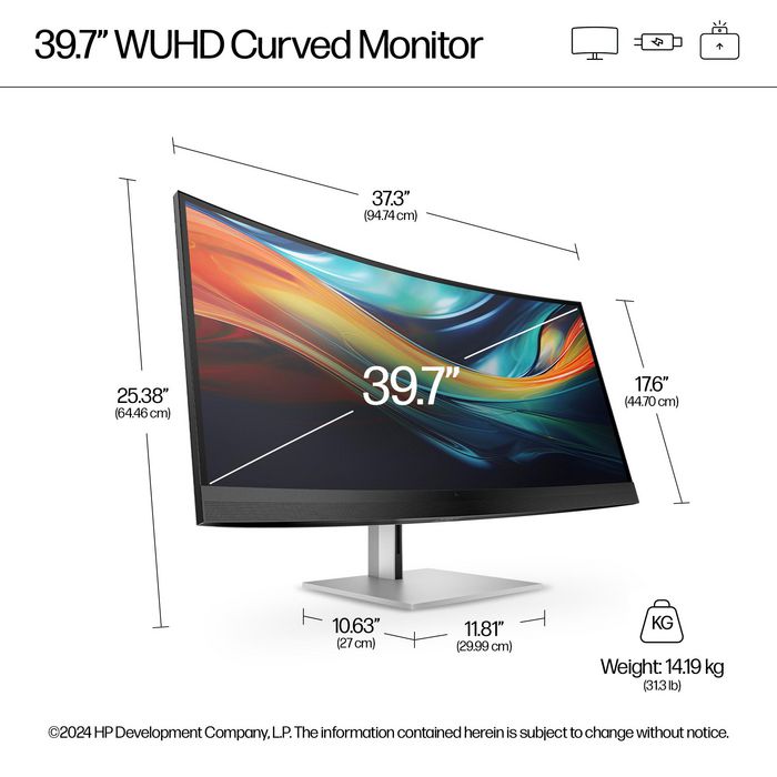 HP Écran de conférence 5K2K Série 7 Pro 39,7 pouces - 740pm incurvé avec webcam 4K