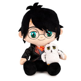 PLAY BY PLAY Peluche Harry Potter avec son Hibou Hedwig - Figurine articulée et détaillée - 25 cm