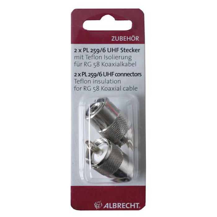 Albrecht PL259/6 UHF Plug - Lot de 2 pour câble RG-58 Albrecht PL259/6 UHF Plug - Lot de 2 pour câble RG-58