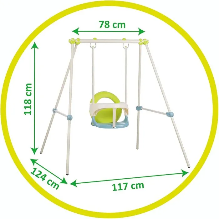 Smoby Portique Métal Baby Swing Balançoire Bébé Intérieur/Extérieur Hauteur 118 cm Traité Anti-UV Dès 6 Mois