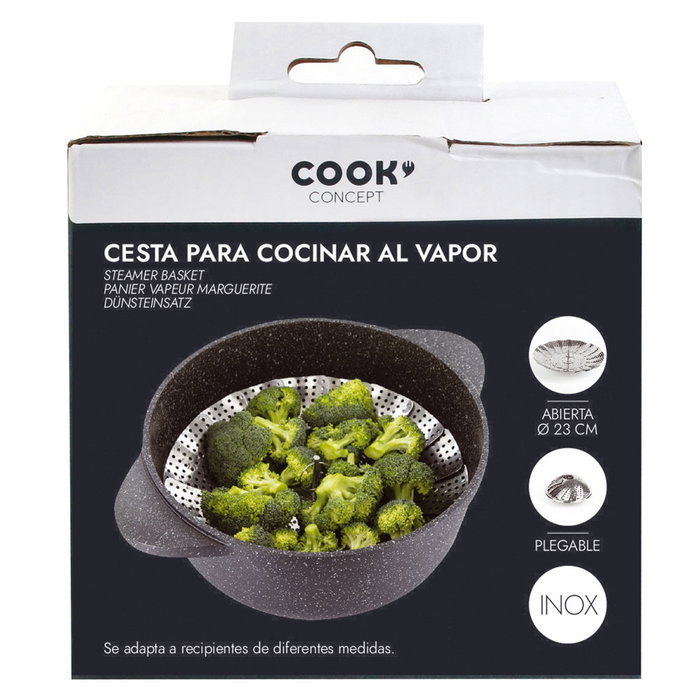 Cook Concept Cesta Vapor Plegable 23x6 cm en Acier Inoxydable Cook Concept Cesta Vapor Plegable 23x6 cm en Acier Inoxydable