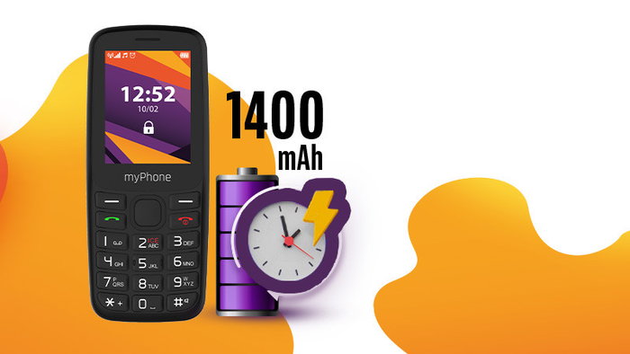 MyPhone 6410 LTE Téléphone Mobile 4G, écran 2.4 Pouces, Batterie 1400 mAh, USB-C, Double SIM, Noir