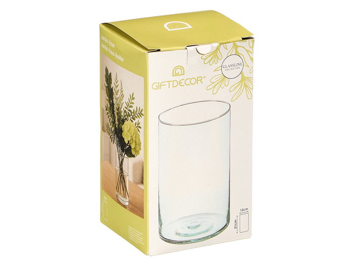 GIFTDECOR Vase Cylindre en Verre Transparent 12cm x 21cm