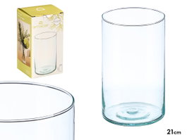 GIFTDECOR Vase Cylindre en Verre Transparent 12cm x 21cm