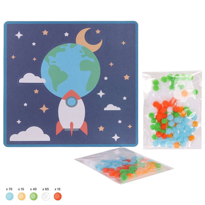 Createur de Genie Jeu de pompons à coller avec modèles illustrés