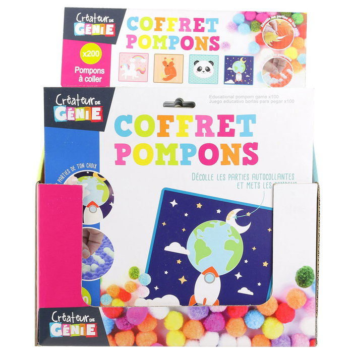 Createur de Genie Jeu de pompons à coller avec modèles illustrés