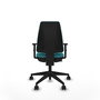 Chaise Elche Contact permament de base Tissu Turquoise Base pyramidale noire Accoudoir 1D Sans appui-tête Roulettes 65mm nylon