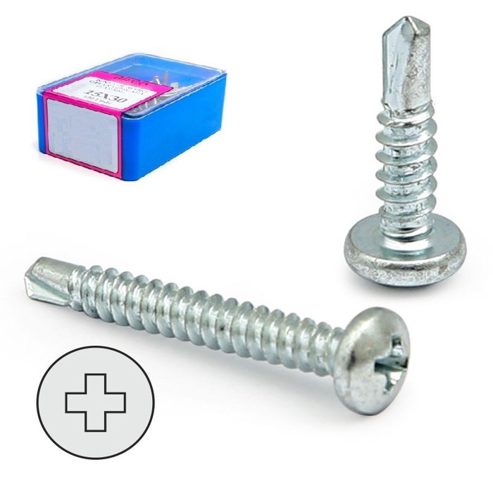 DUVER Caja de tornillos broca cabeza alomada DIN 7504-N cincado, 16 mm largo total / chapa, rosca chapa 3,5 mm DUVER Caja de tornillos broca cabeza alomada DIN 7504-N cincado, 16 mm largo total / chapa, rosca chapa 3,5 mm