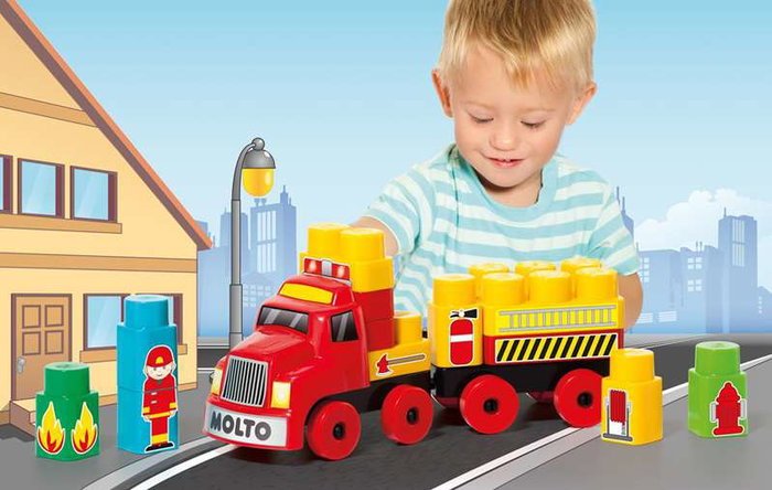 Molto Camion à Blocs avec Remorque - Jeu de Construction 25 Pièces - Jouet Enfants Dès 1 an