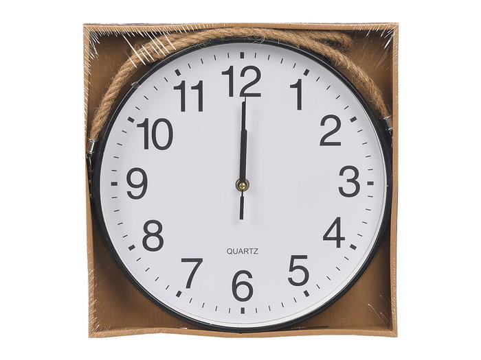 Giftdecor Horloge Murale Suspendue avec Corde Noir 30 cm Plastique (Set de 8)