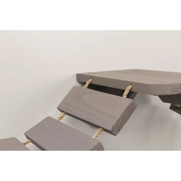TRIXIE Échelle Murale d'Escalade pour Chat - 150 x 30 cm - Structure en Bois Massif et Sisal Taupe avec 3 Plateformes