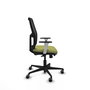 Chaise Alfera Synchrone/Traslack Maille/tissu Vert olive Maille Noir Base en nylon noir Accoudoirs noirs et blancs Sans appui-tête Roulettes 65mm pour moquette