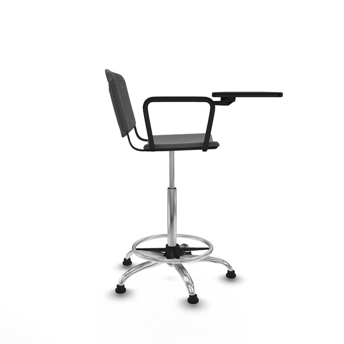 Tabouret Taburete Robledo Pivotant Chlorure de polyvinyle Gris foncé Structure chromée Non applicable Sans appui-tête Patins de chaises