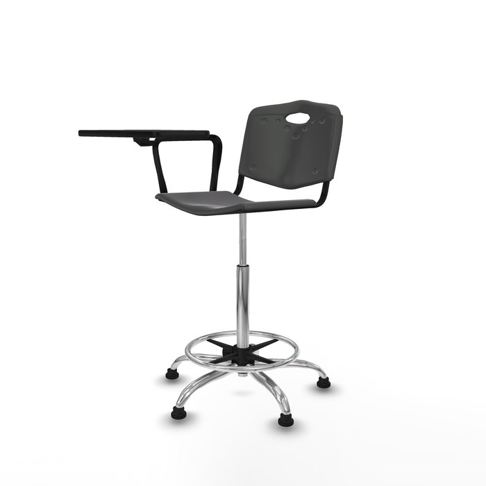 Tabouret Taburete Robledo Pivotant Chlorure de polyvinyle Gris foncé Structure chromée Non applicable Sans appui-tête Patins de chaises